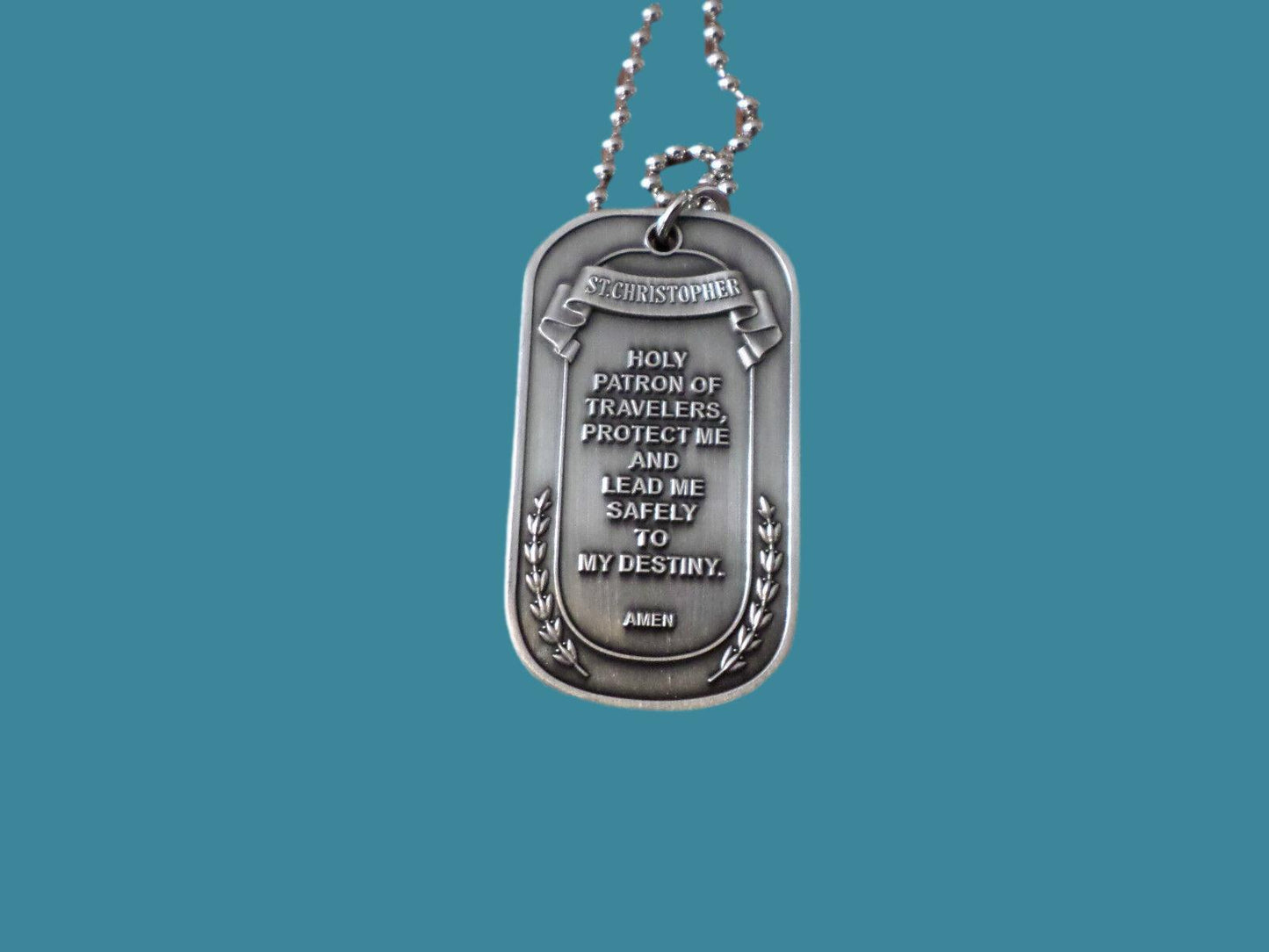 ST. CHRISTOPHER PROTECT US RELIGIOUS SPIRITUAL NECKLACE PENDANT DOG TAG NEW