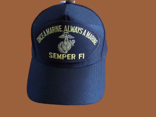 U.S MARINE CORPS HAT ONCE A MARINE ALWAYS A MARINE OFFICIAL MILITARY BALL CAP