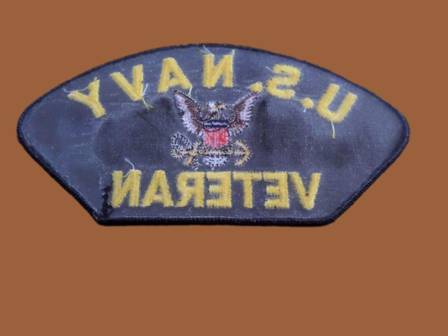 U.S NAVY VETERAN HAT PATCH NAVY VET 3" X 6" HEAT TRANSFER U.S.A MADE