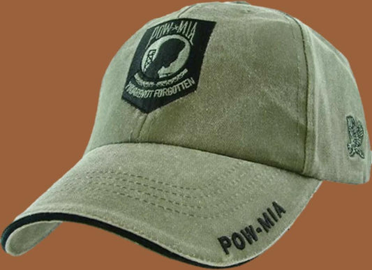 POW/MIA PRISONER OF WAR HAT EMBROIDERED U.S MILITARY BALL CAP OD GREEN