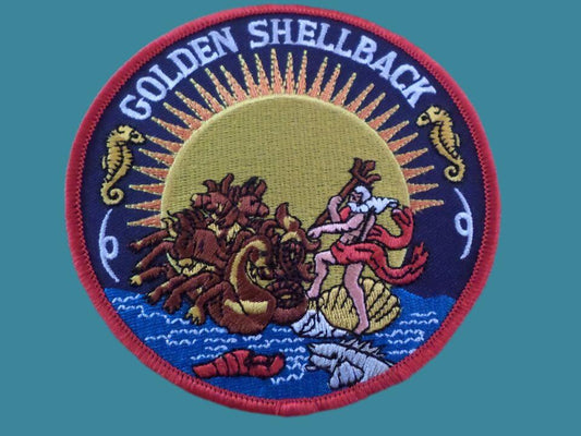 U.S.MILITARY NAVY GOLDEN SHELLBACK PATCH 4 1/2" x 4 1/2" GOOD QUALITY PATCHES