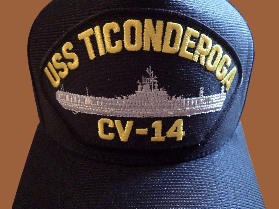 USS TICONDEROGA CV-14 HAT OFFICIAL U.S MILITARY NAVY SHIP BALL CAP U.S.A MADE