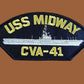 U.S NAVY SHIP HAT PATCH USS MIDWAY CVA - 41 NAVY CARRIER USA MADE HEAT TRANSFER