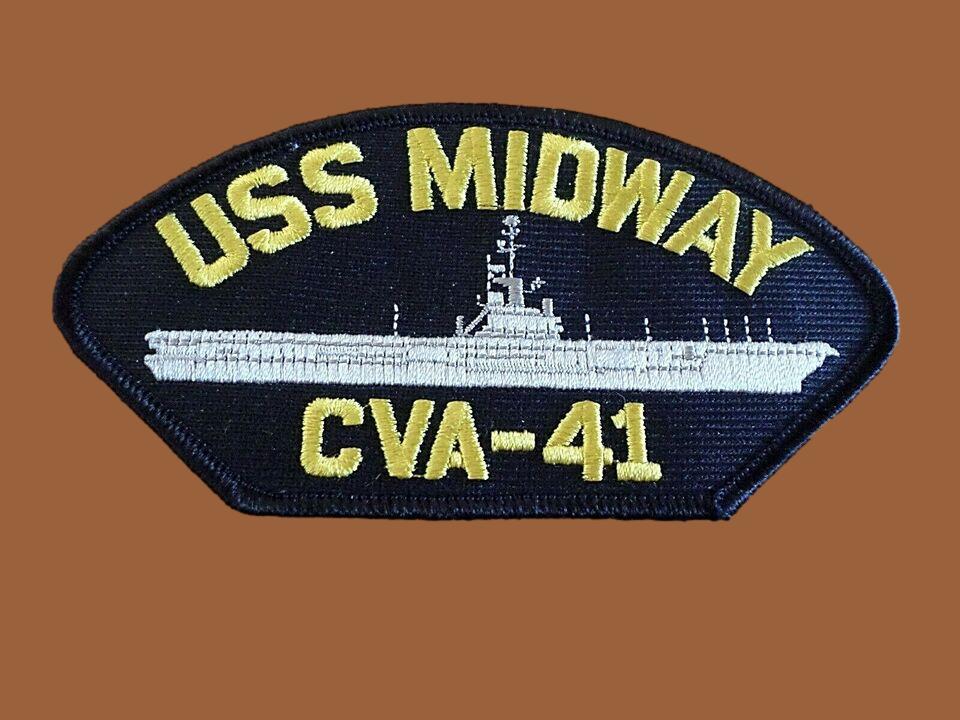 U.S NAVY SHIP HAT PATCH USS MIDWAY CVA - 41 NAVY CARRIER USA MADE HEAT TRANSFER