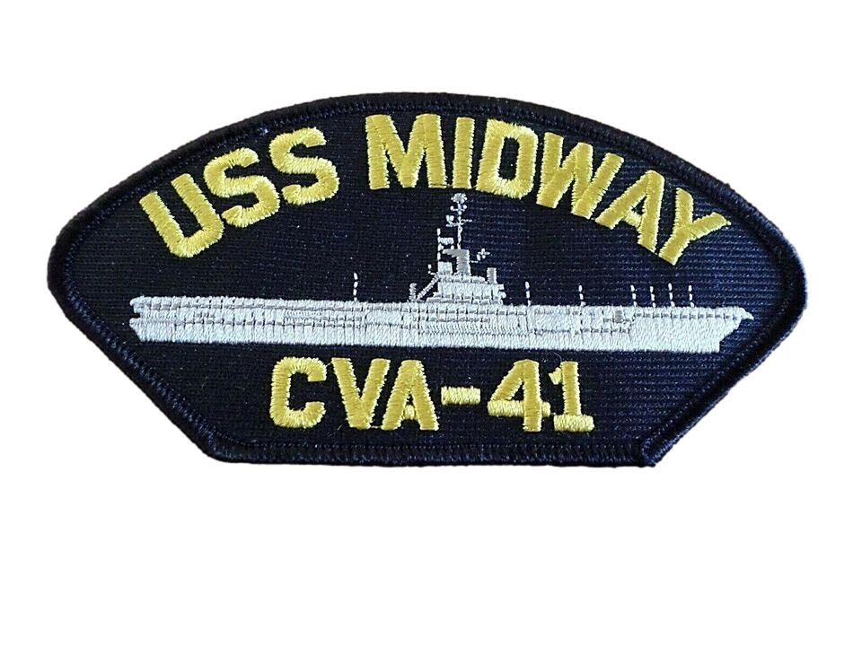 U.S NAVY SHIP HAT PATCH USS MIDWAY CVA - 41 NAVY CARRIER USA MADE HEAT TRANSFER