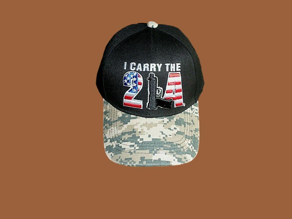 I CARRY THE 2nd AMENDMENT 6 PANEL CAP EMBROIDERED HAT DIGITAL CAMOUFLAGE BILL