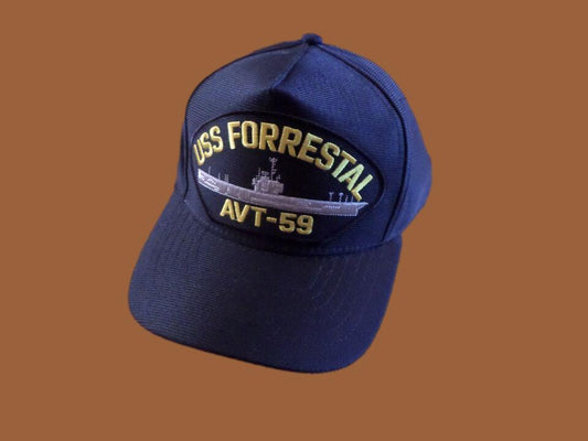 USS FORRESTAL AVT-59 U.S NAVY SHIP HAT U.S MILITARY OFFICIAL BALL CAP U.S.A MADE