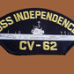 U.S NAVY SHIP HAT PATCH. USS INDEPENDENCE CV-62 CARRIER SHIP HAT PATCH U.S MADE