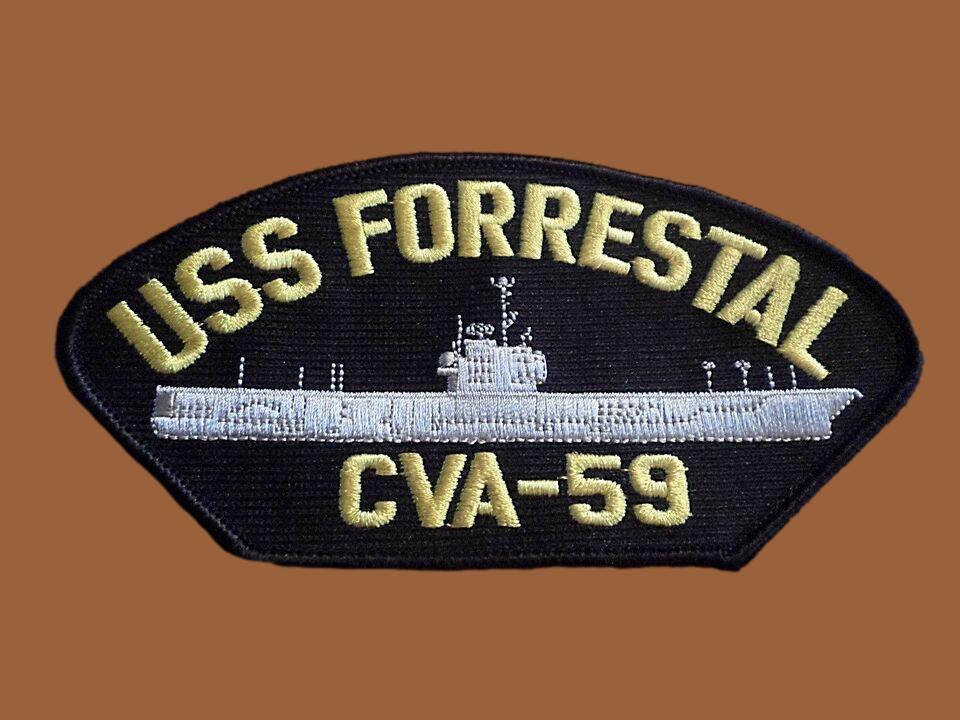 U.S NAVY SHIP HAT PATCH. USS FORRESTAL CVA-59 SHIP PATCH NAVY CARRIER U.S.A MADE