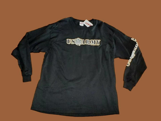 U.S MILITARY ARMY LONG SLEEVE SHIRT, BLACK INK DESIGN U.S.A MADE 100% COTTON