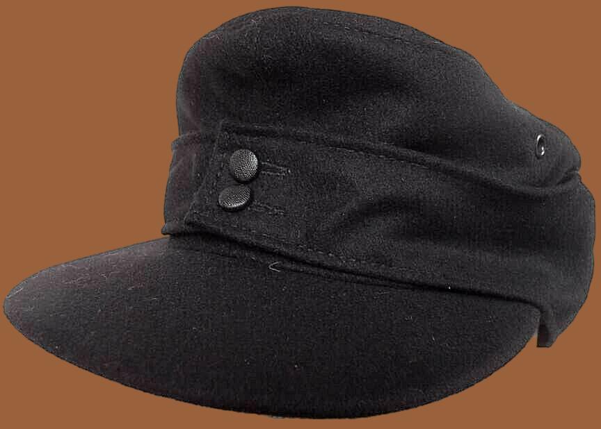 Reproduction German Army M-43 Military Cap Black Panzer Tanker Hat Wool Blend