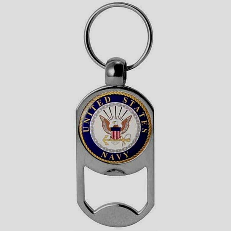 MILITARY NAVY METAL KEY CHAIN / KEY RING BOTTLE OPENER U.S NAVY INSIGNIA NEW