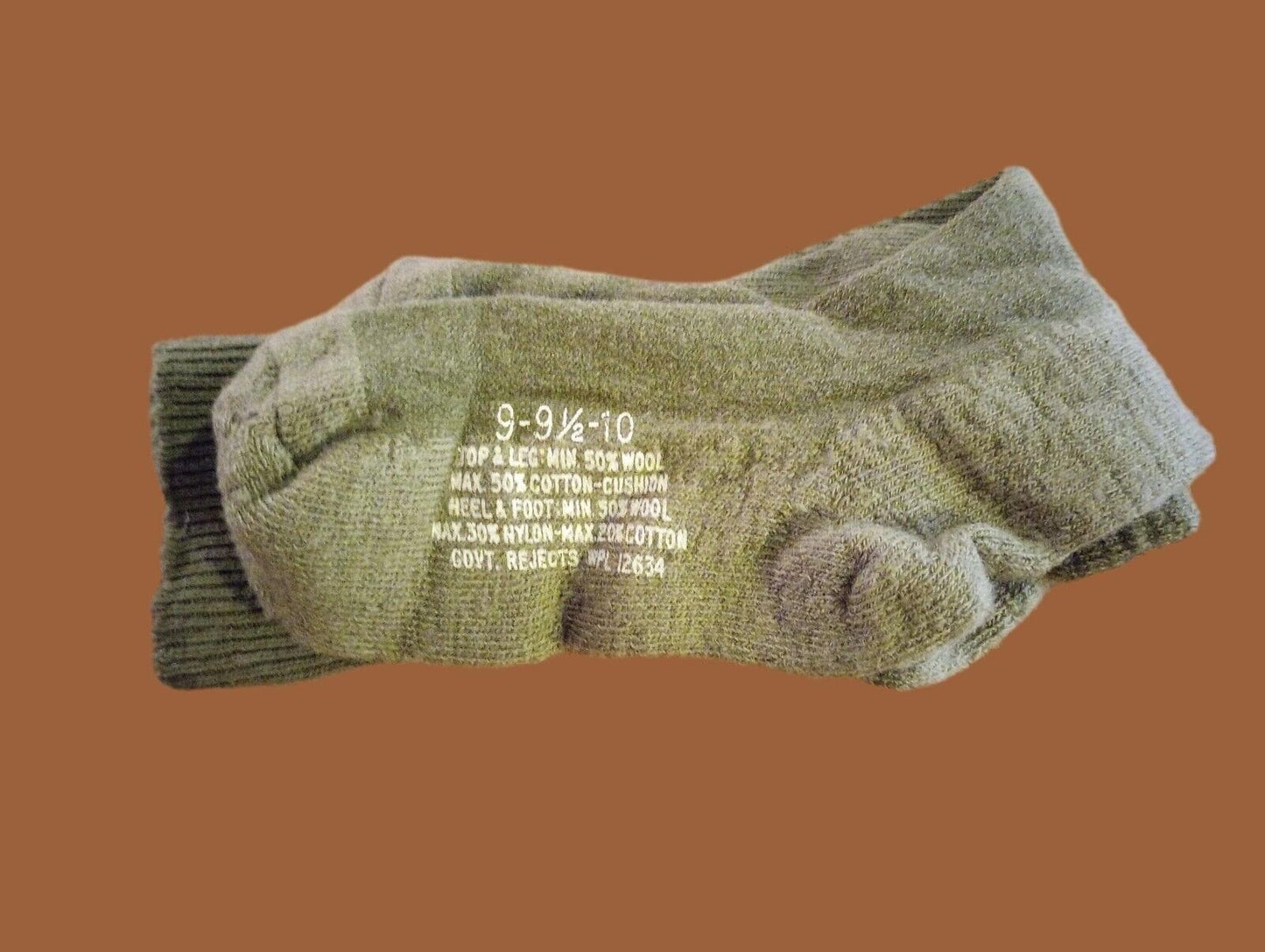 NEW MILITARY ISSUE CUSHION SOLE WOOL SOCKS U.S.A MADE OD GREEN SMALL 2 PAIRS