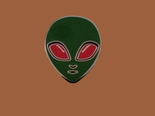 Alien Head Lapel Hat Pin UFO Martian space trucking visitor.