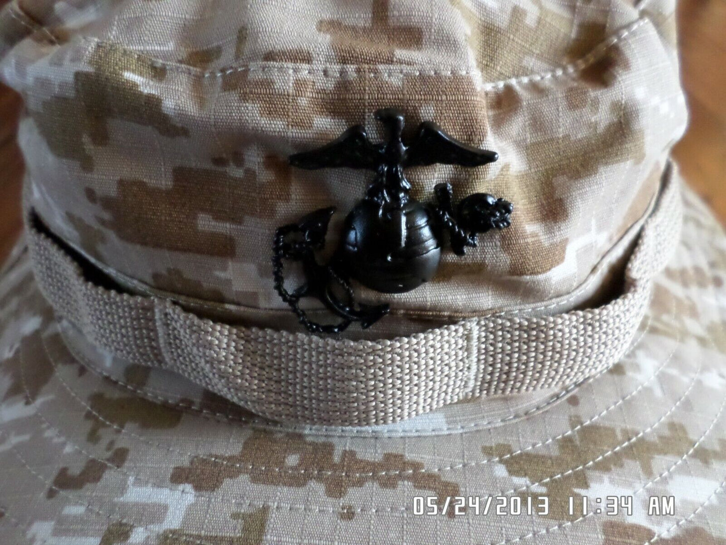 MARINE CORPS STYLE DIGITAL DESERT CAMOUFLAGE BOONIE HAT MEDIUM 7 1/4 WITH EGA