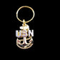 MILITARY NAVY METAL KEY CHAIN RING U.S NAVY CPO INSIGNIA CHIEF PETTY OFFICER NEW