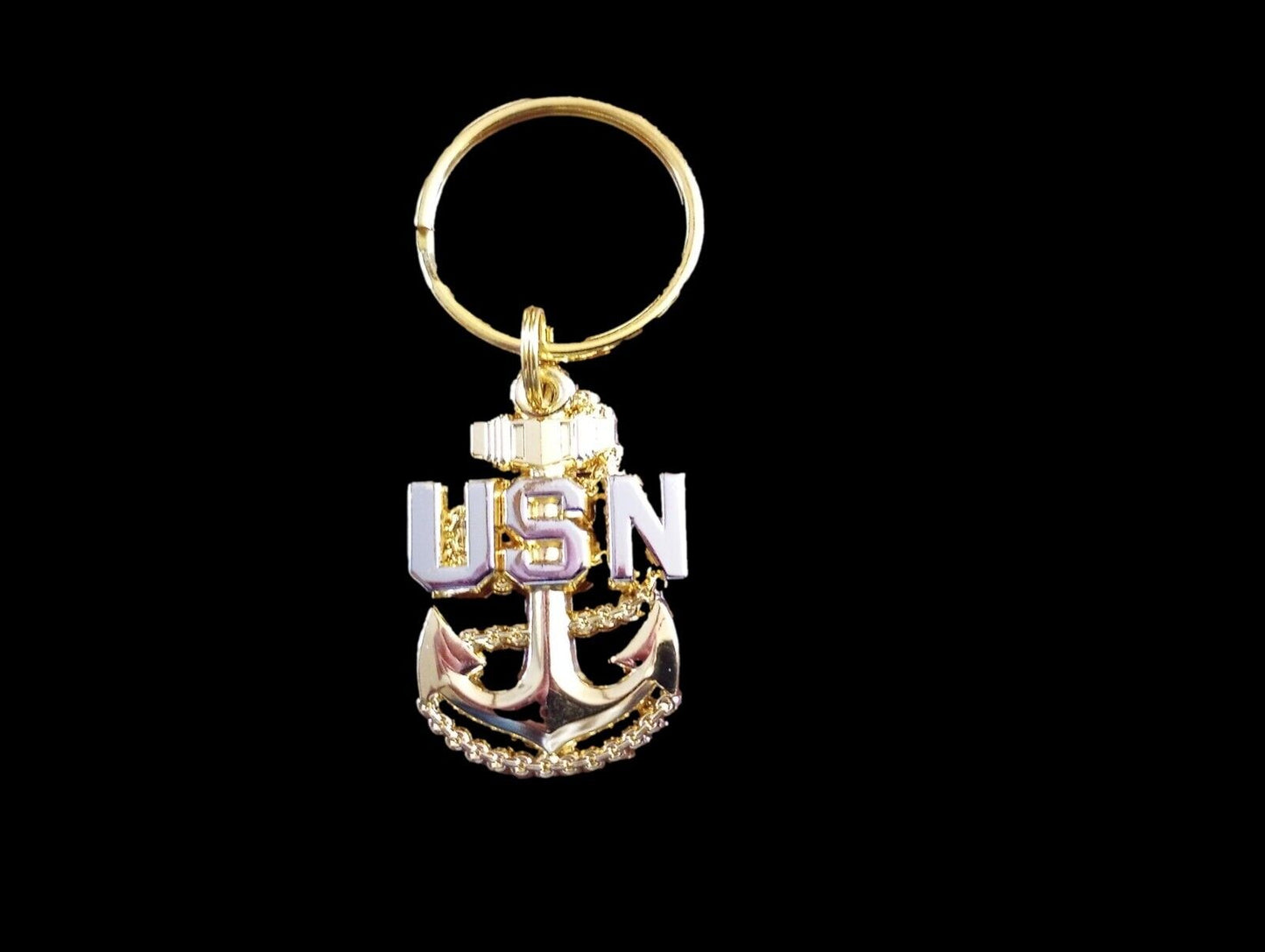 MILITARY NAVY METAL KEY CHAIN RING U.S NAVY CPO INSIGNIA CHIEF PETTY OFICER NEW