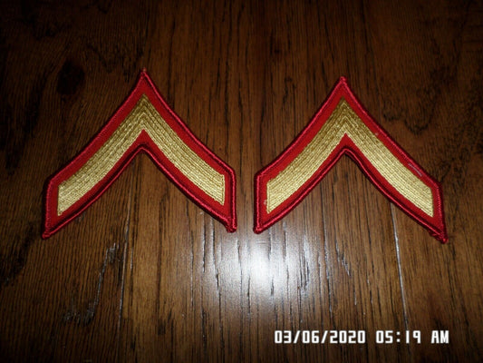 MARINE CORPS PRIVATE FIRST CLASS SHOULDER PATCHES DRESS BLUES UNIFORM CHEVRON