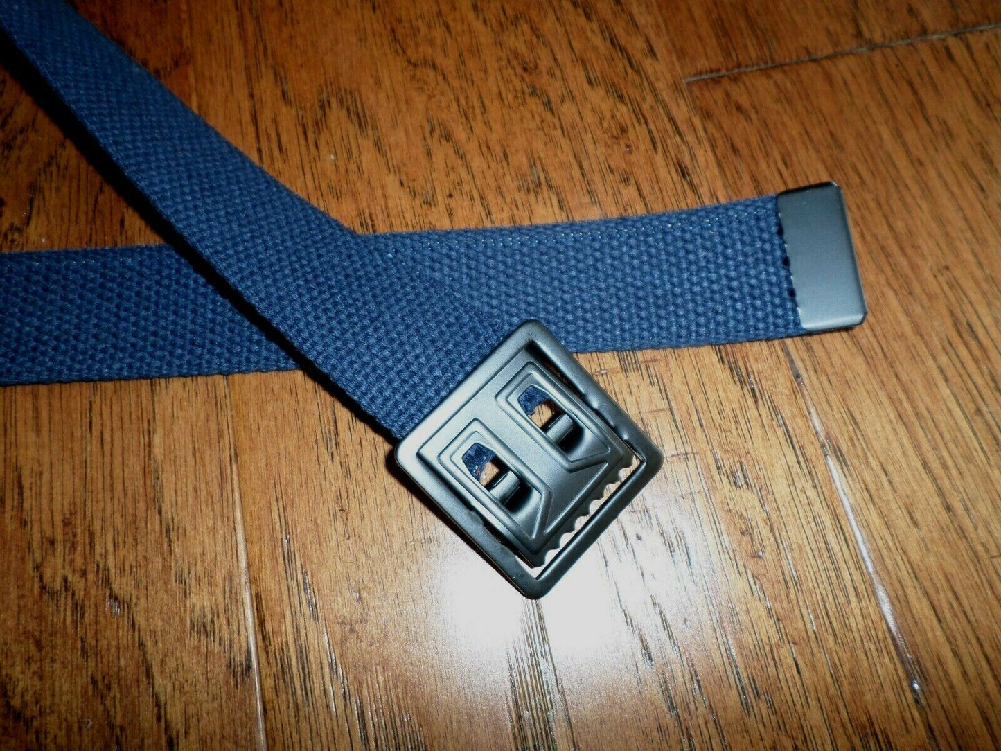 US MILITARY STYLE NAVY BLUE WEB BELT WITH BLACK OPEN FACE BUCKLE