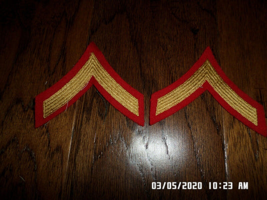 MARINE CORPS PRIVATE FIRST CLASS SHOULDER PATCHES DRESS BLUES UNIFORM CHEVRON