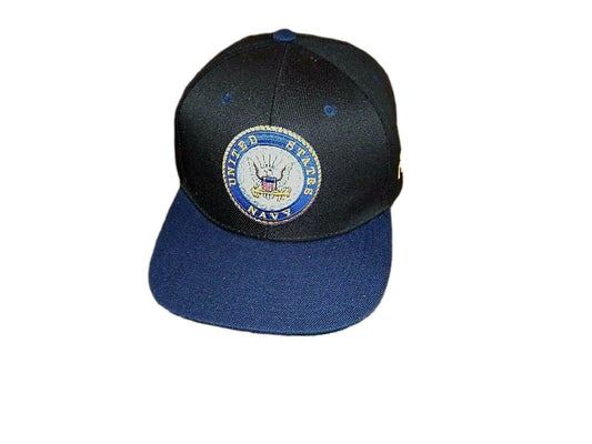 U.S NAVY EMBLEM HAT 3D EMBROIDERED ON FRONT FLAT BILL CAP WOOL BLEND