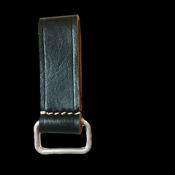 KEY FOB BELT KEEPER GENUINE BLACK LEATHER METAL HARDWARE EQUIPMENT OR KEY HOLDER