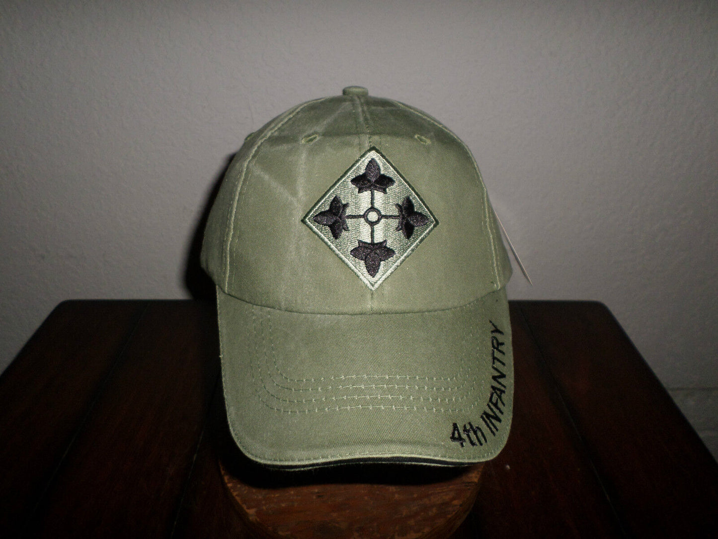 U.S ARMY 4TH INFANTRY DIVISION HAT MILITARY BASEBALL CAP OD GREEN STONE WASHED