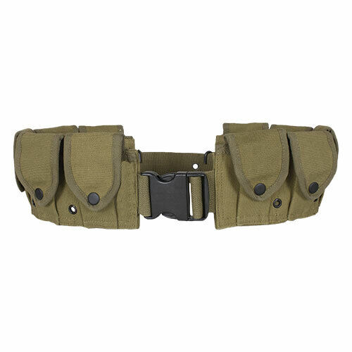 MILITARY STYLE CARTRIDGE BELT 10 POCKET QUICK RELEASE BUCKLE OD GREEN