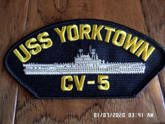 U.S NAVY SHIP HAT PATCH. USS YORKTOWN CV-5 SHIP PATCH U.S.A MADE NAVY CARRIER