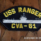 U.S NAVY SHIP HAT PATCH. USS RANGER CVA-61 SHIP PATCH U.S.A MADE NAVY CARRIER