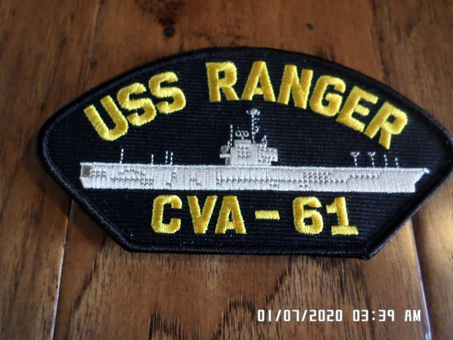 U.S NAVY SHIP HAT PATCH. USS RANGER CVA-61 SHIP PATCH U.S.A MADE NAVY CARRIER