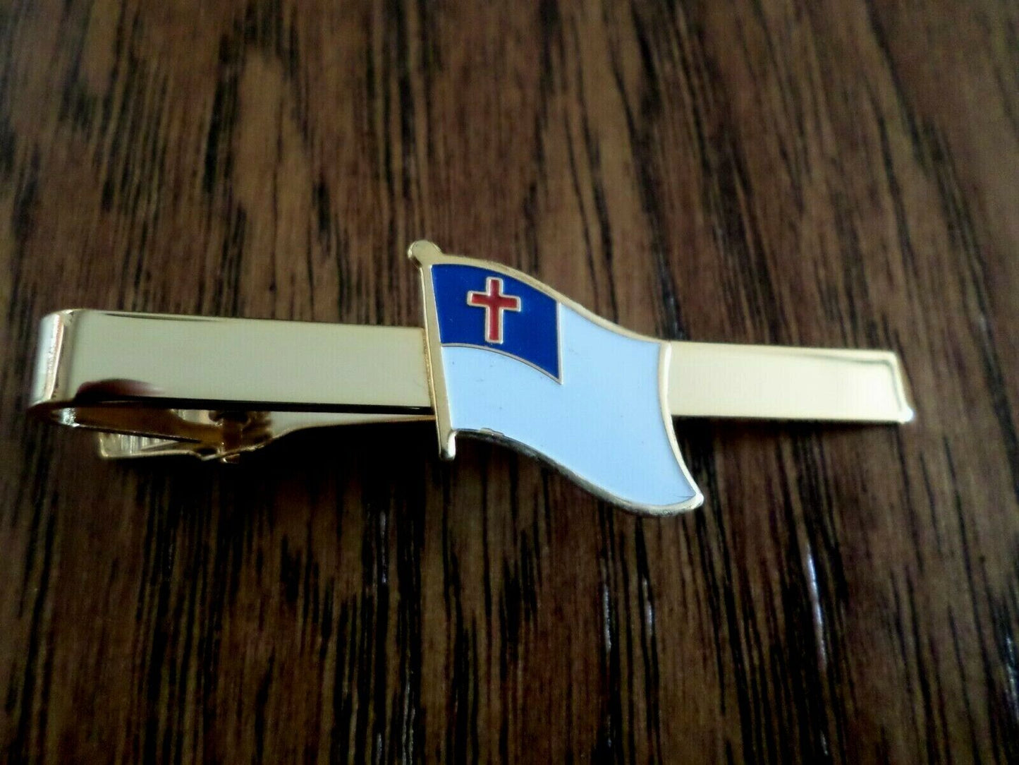 CHRISTIAN FLAG TIE BAR TIE TAC RELIGIOUS INSPIRATIONAL U.S.A MADE