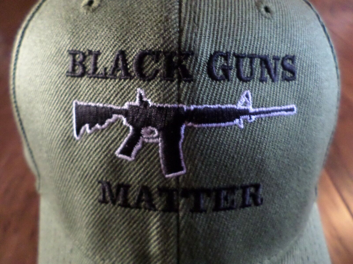 BLACK GUNS MATTER 6 PANEL CAP EMBROIDERED HAT 2nd AMENDMENT OD GREEN