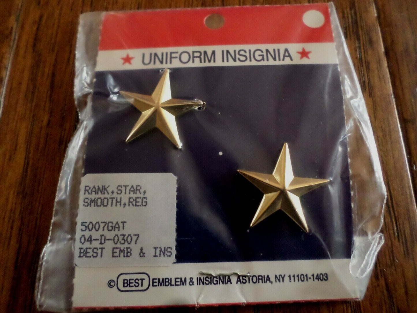 U.S MILITARY ISSUE BRIGADIER GENERAL GOLD ONE STAR COLLAR INSIGNIA FULL SIZE