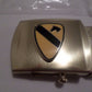 US MILITARY GRADE KHAKI HEAVY WEB BELT WITH 1st CAVALRY BRASS BUCKLE U.S.A MADE