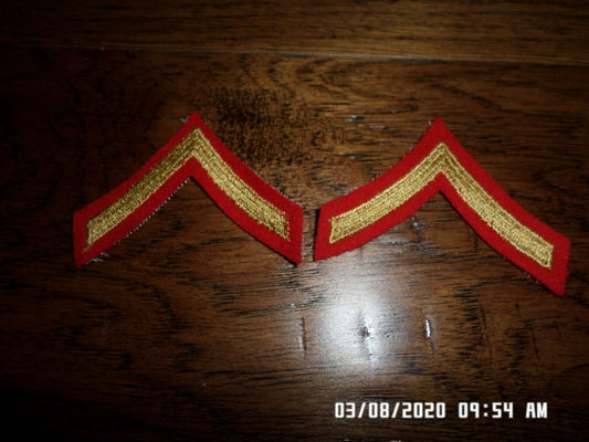 MARINE CORPS PRIVATE FIRST CLASS PATCHES FEMALE DRESS BLUES UNIFORM CHEVRON