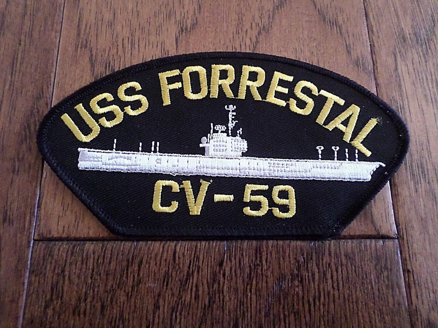 USS FORRESTAL CV-59 U.S NAVY SHIP HAT PATCH  NAVY CARRIER USA MADE HEAT TRANSFER