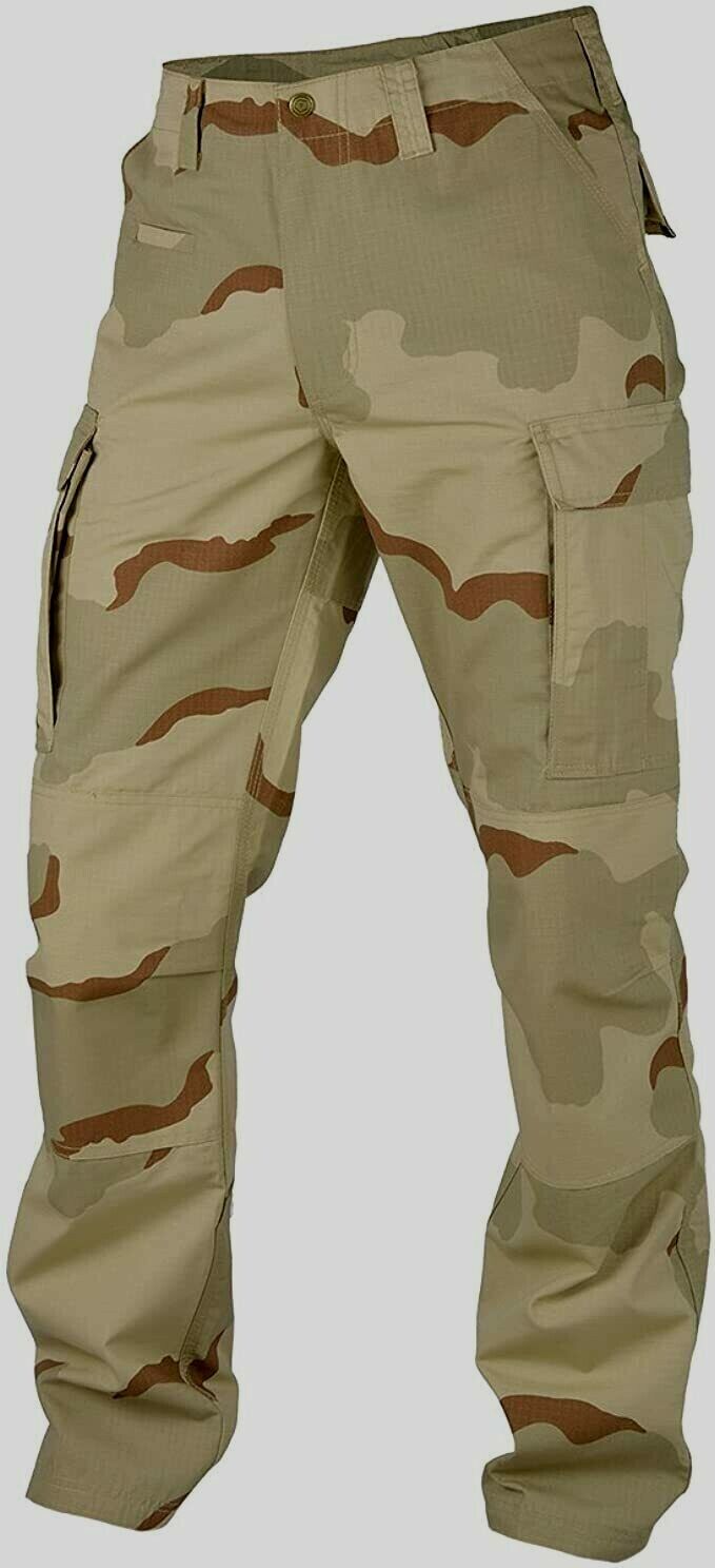 U.S MILITARY 3 COLOR DESERT BDU PANTS CAMOUFLAGE CARGO 6 POCKET  LARGE LONG NOS