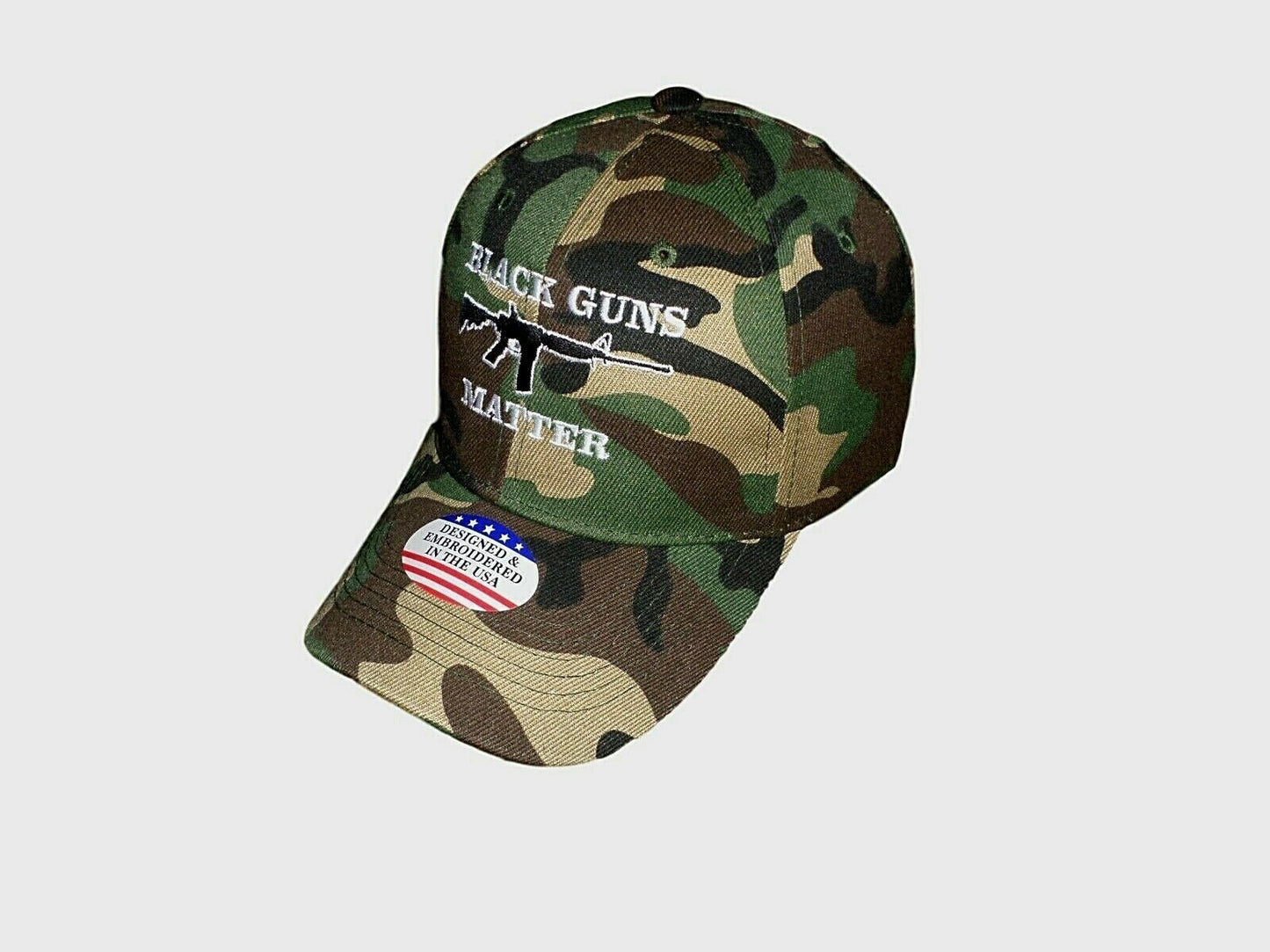 BLACK GUNS MATTER 6 PANEL CAP EMBROIDERED HAT CAMOUFLAGE 2nd AMENDMENT