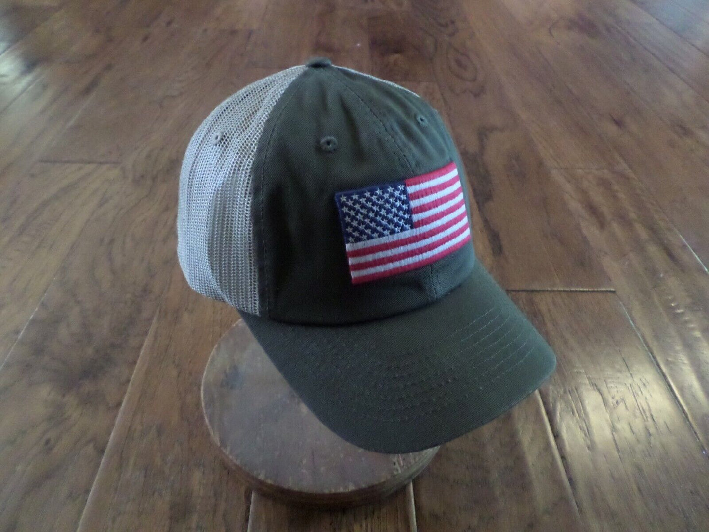 U.S American Flag Hat Cap Cotton Mesh Back OD Green Baseball Cap