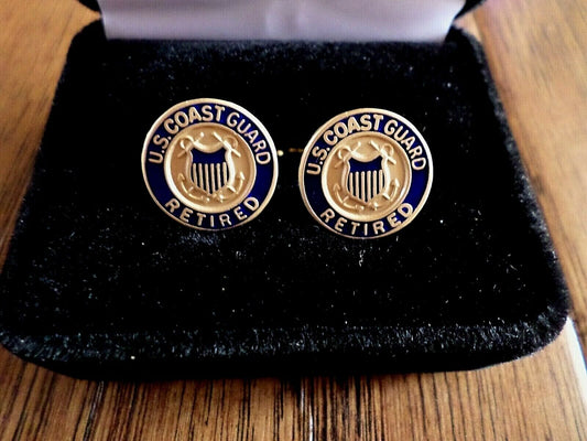 COAST GUARD RETIRED CUFFLINKS WITH JEWELRY BOX 1 SET CUFF LINKS BOXED