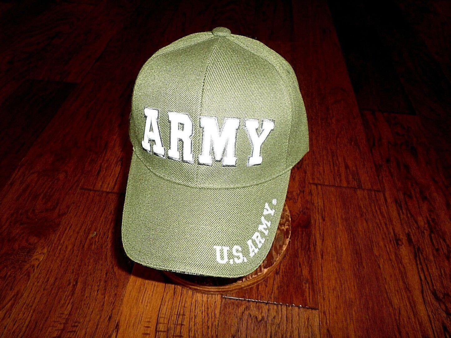 U.S ARMY OLIVE HAT CAP 3D ARMY ON FRONT ARMY EMBROIDERED ON BILL AND BACK