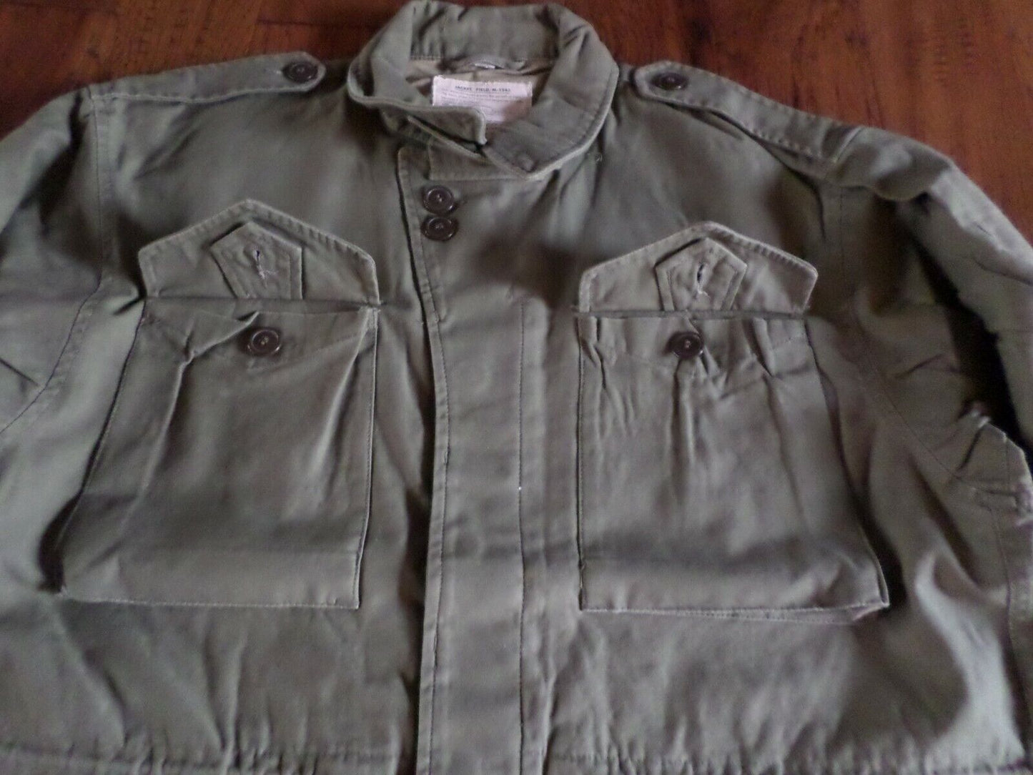 WWII US MILITARY M-43 FIELD JACKET M-1943 OD FATIGUE SIZE 44 MEDIUM REPRODUCTION