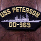 U.S NAVY SHIP HAT PATCH USS PETERSON DD-969 SHIP PATCH HEAT TRANSFER