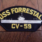 USS FORRESTAL CV-59 U.S NAVY SHIP HAT PATCH  NAVY CARRIER USA MADE HEAT TRANSFER