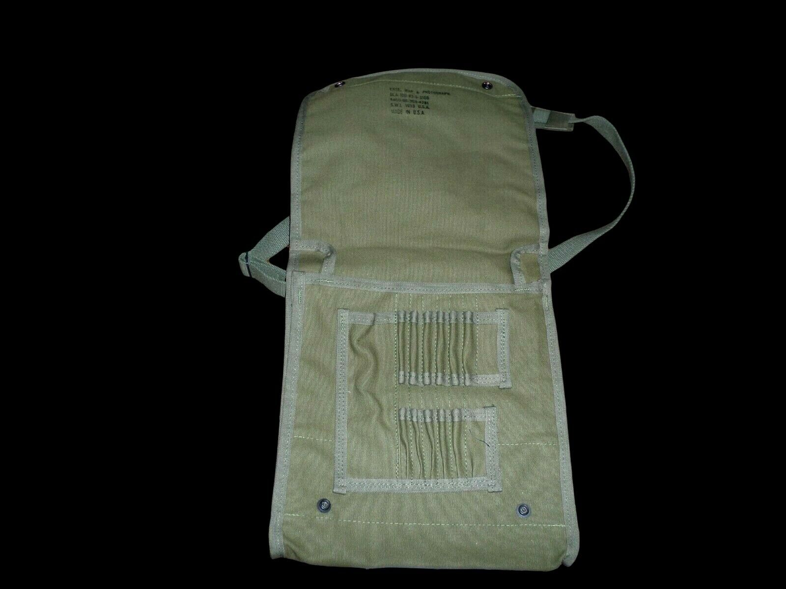 U.S MILITARY MAP CASE CANVAS BAG WITH SHOULDER STRAP USA MADE OD GREEN ...