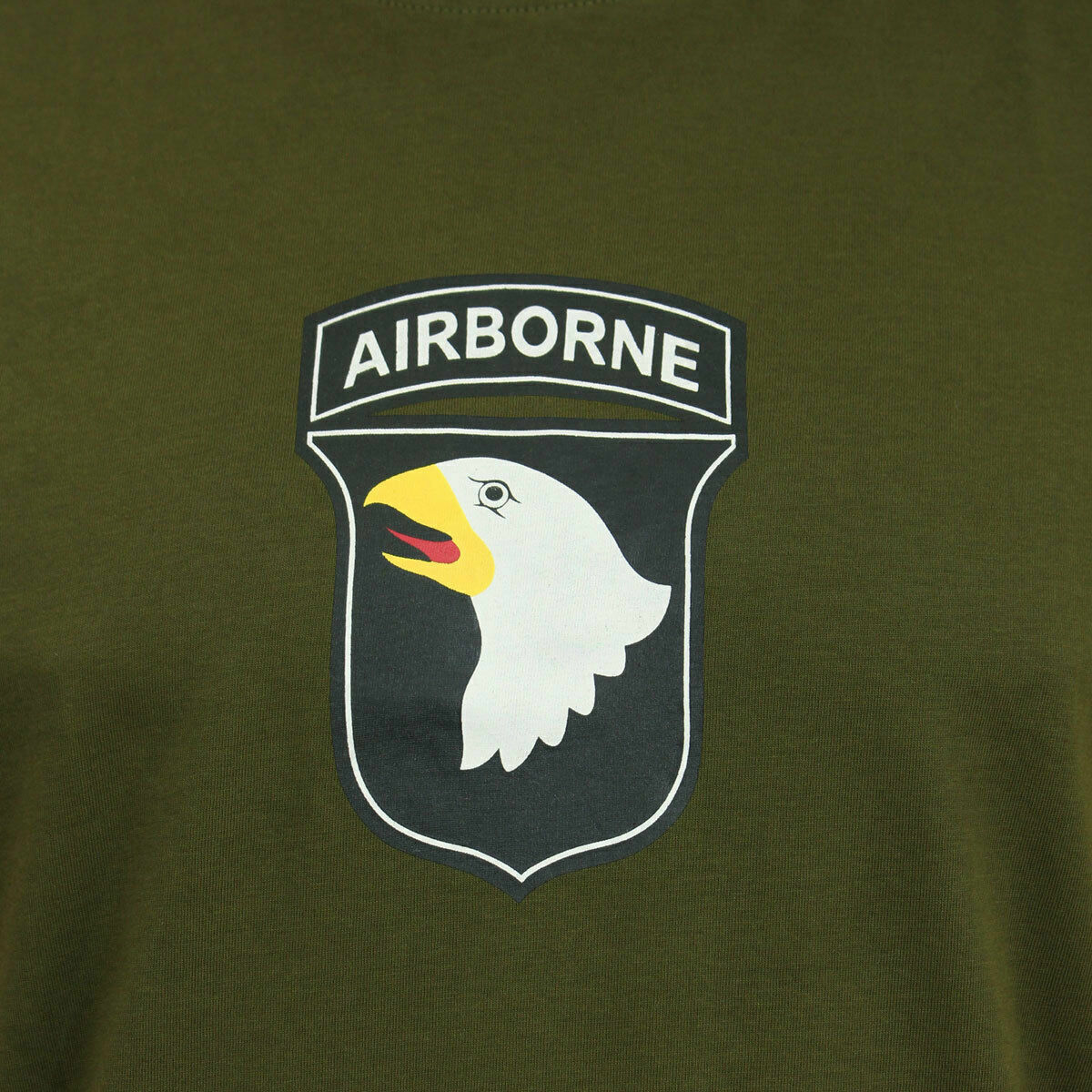 101st Airborne Army T-Shirt OD Green 100% Cotton Insignia On Front & Back