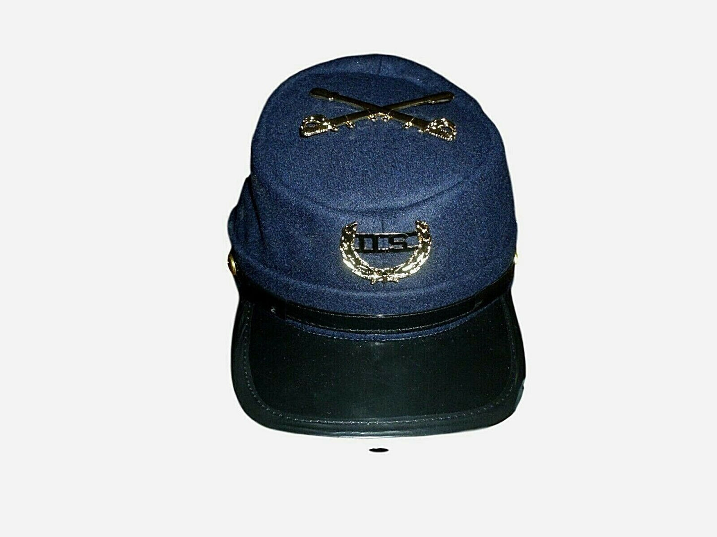 CIVIL WAR UNION KEPI CAVALRY HAT BLUE WOOL ADJUSTABLE KEPI SWORDS U.S BADGE