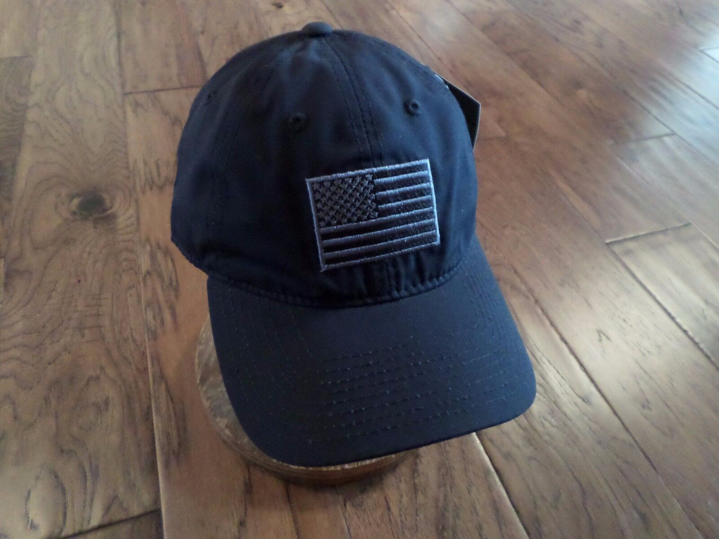 U.S American Flag Relaxed Ripstop Hat Cotton Polo Black Tonal Baseball Cap