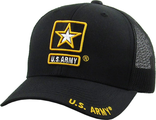 U.S Army Hat Cap Cotton Mesh Back Black Baseball Cap Army Star Logo